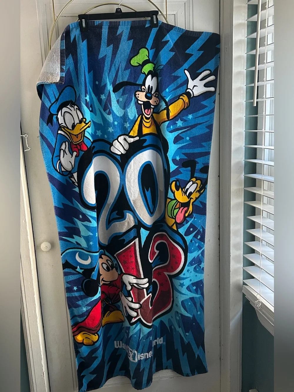 Disney Parks Blue and Gray Terry Beach Towel 100% Cotton